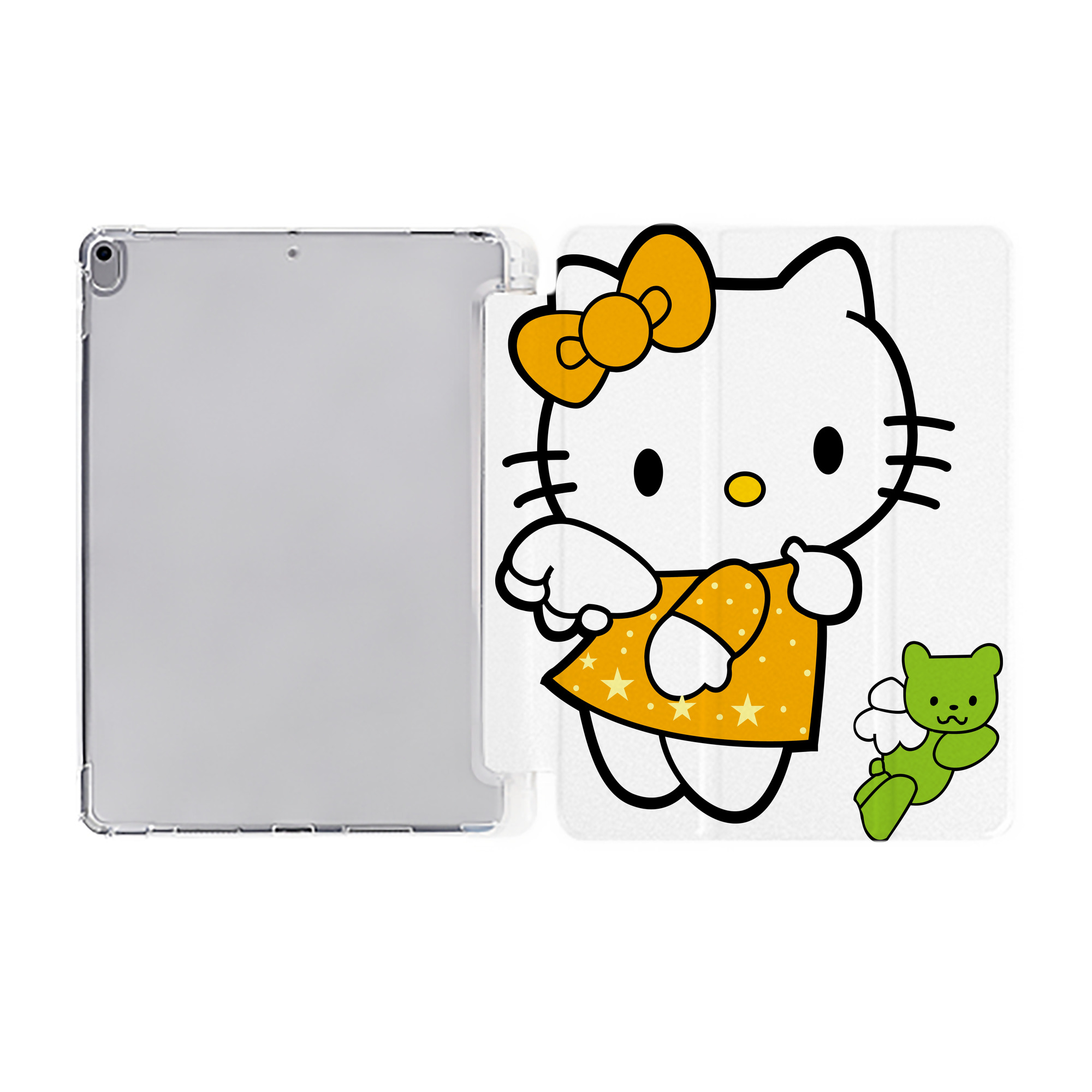 （画像用） Hello Kitty ハローキティ IPad ケース ペン収納付き 三つ折りスタンド PUレザー×シリコン 対応機種9.5/10.5/10.9インチ
